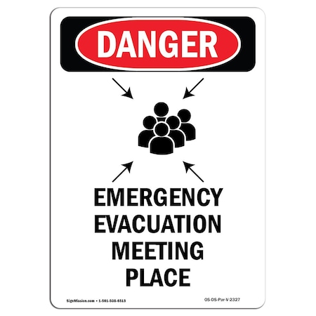 Safety Sign, OSHA Danger, 18" Height, Aluminum, Emergency Evacuation, Portrait
